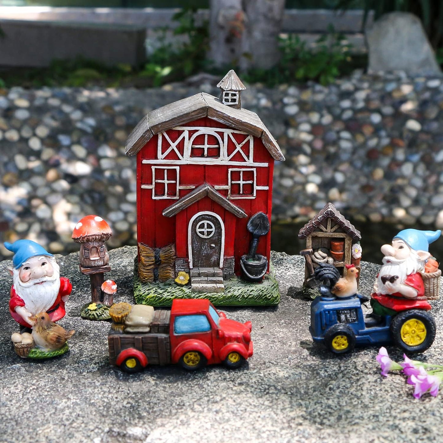 Juego 22 figuras gnomos resina decoración jardín