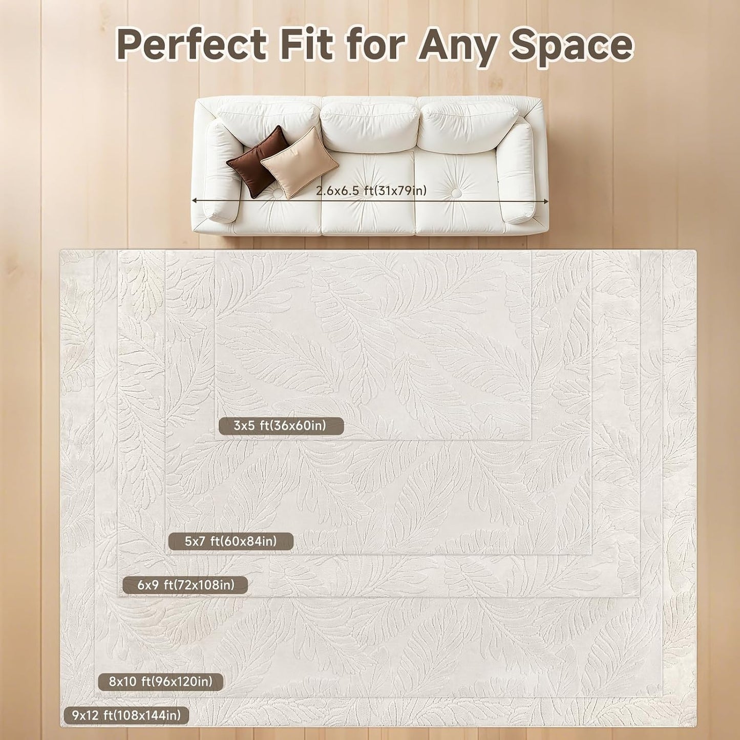 Alfombras 8x10ft lavables antideslizantes dormitorio