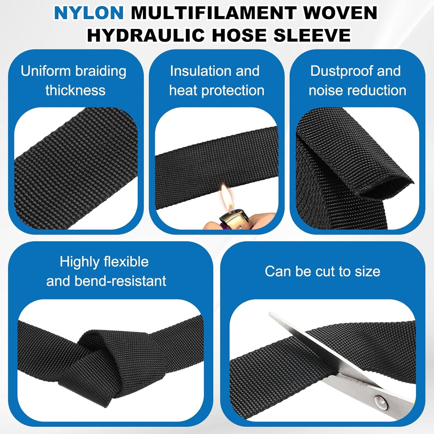 Funda protectora nailon manguera 0.6pulg cubierta cable 26ft