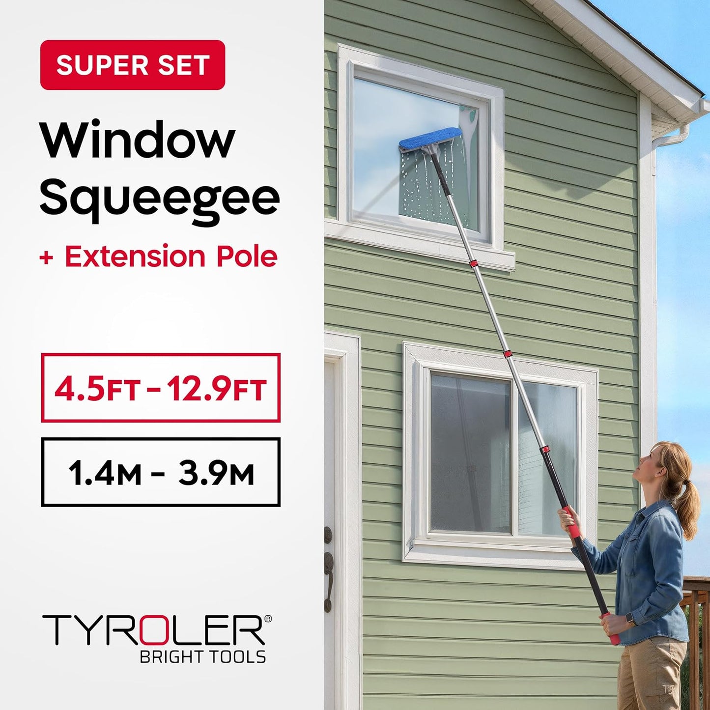 Escobilla ventana profesional poste extensión 4.5-12.9pulg