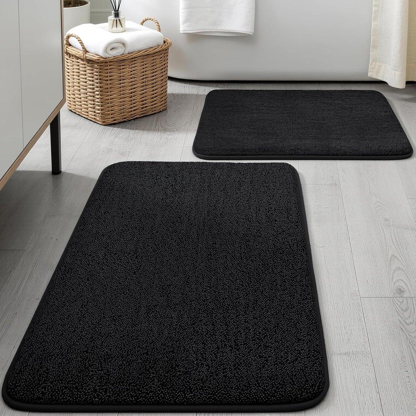 2 Alfombras Baño Espuma Visco 32x20pulg Negro