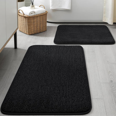 2 Alfombras Baño Espuma Visco 32x20pulg Negro