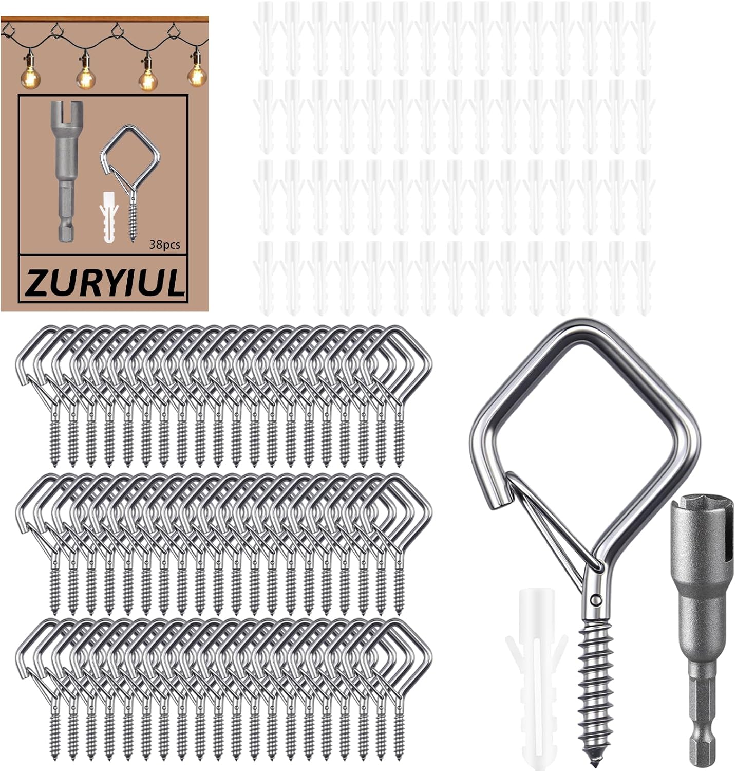 Ganchos acero inox 304 resistente para plantas luces navidad