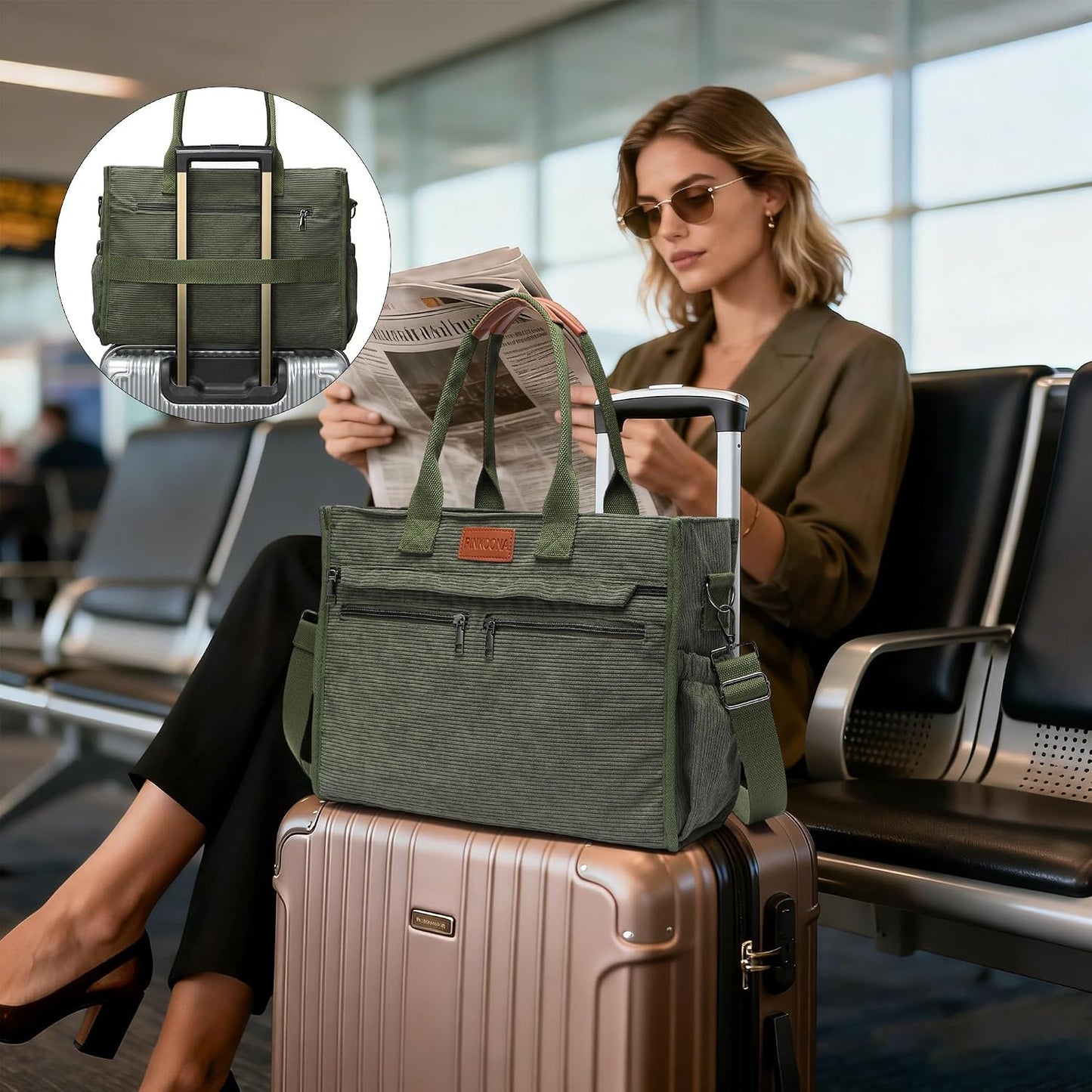 Bolsa pana mujer 2 pzas 14 bolsillos para laptop viaje