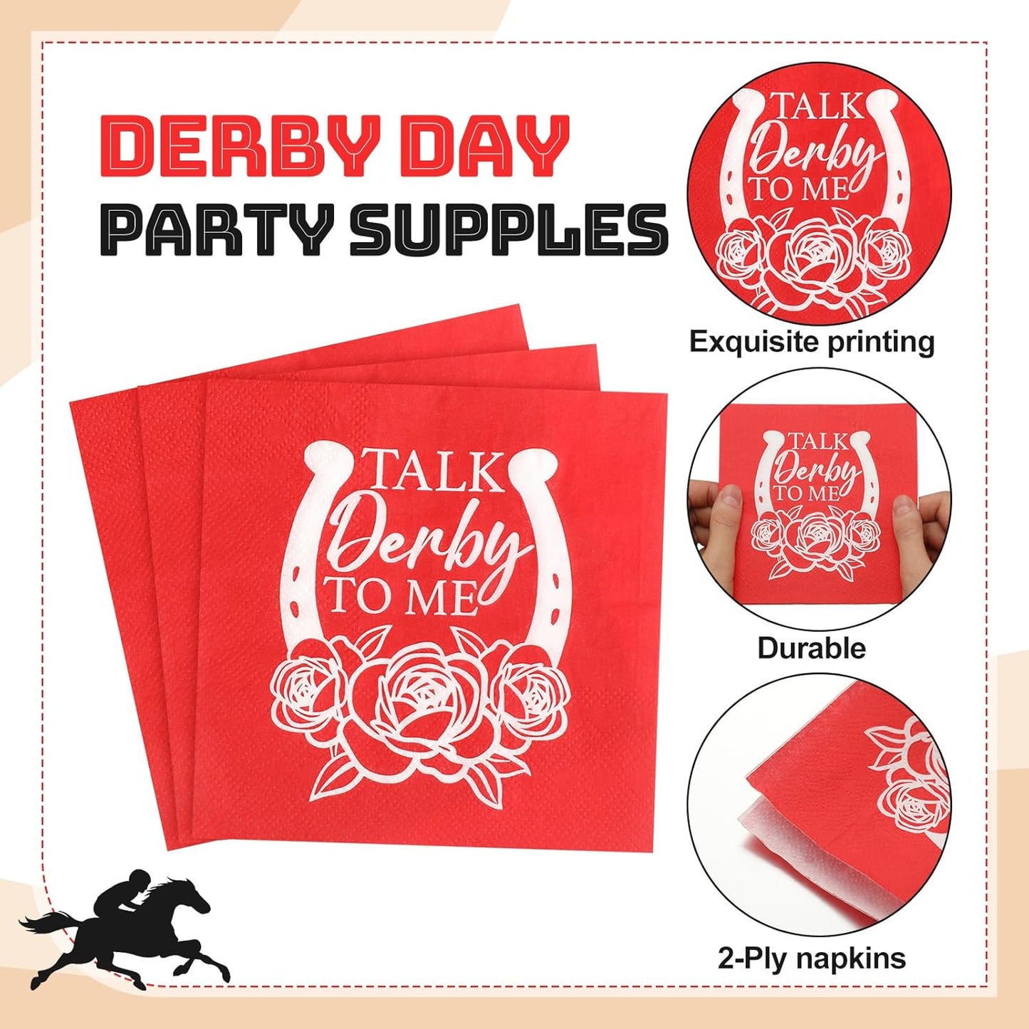 Servilletas de cóctel Derby con rosas rojas Kentuck Talk