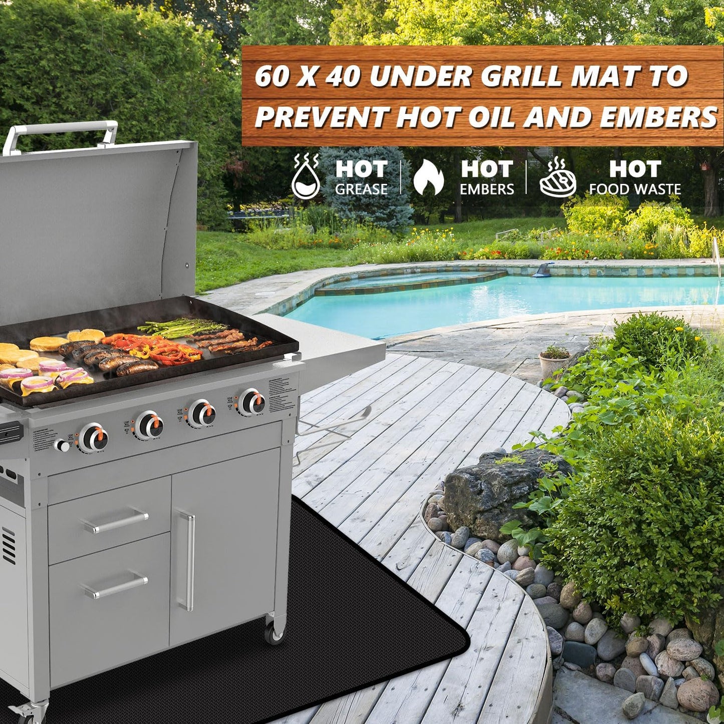 Alfombrillas parrilla 60x40pulg impermeable ignífuga doble cara