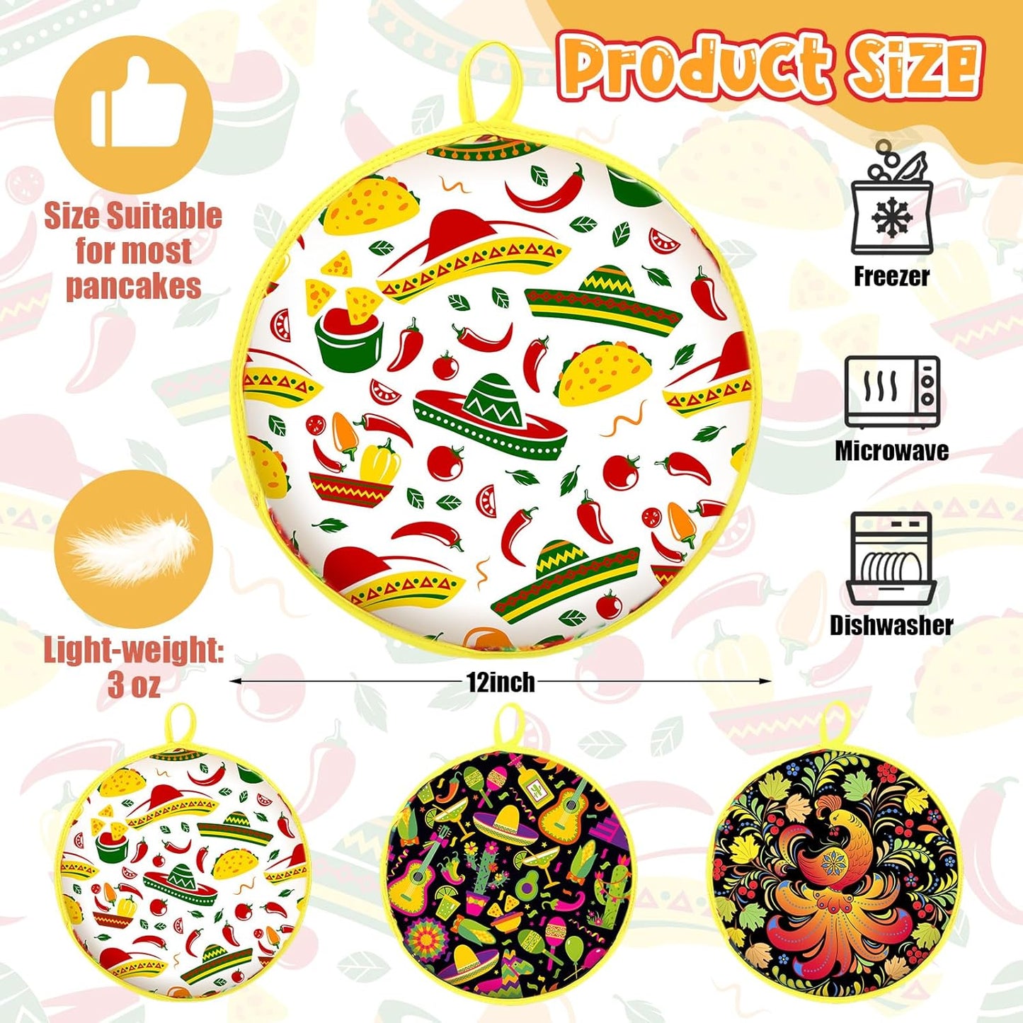 Bolsas calentadoras de tortillas LemonRoad de 12 pulgadas para microondas y aisladas