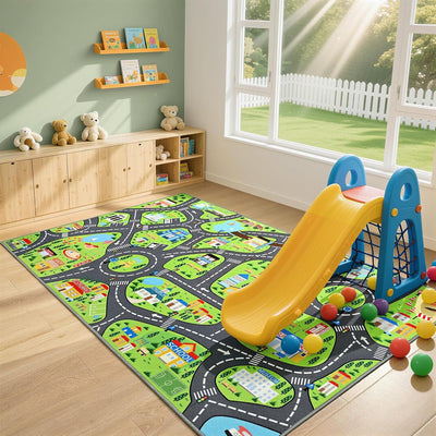 Alfombras juego coche niños 5x7ft mapa urbano antideslizante
