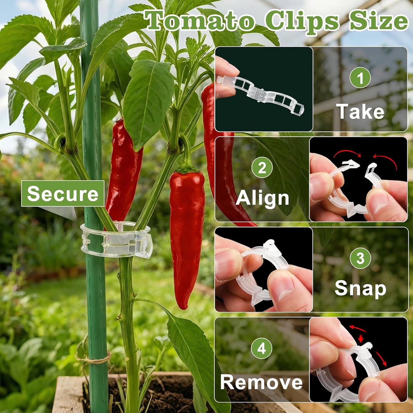 120 Clips Reutilizables para Tomate y Jardín Blanco