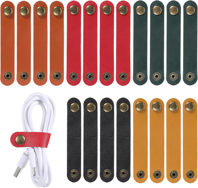Organizador 20 Pzas Correas Cuero Carga USB y Auriculares