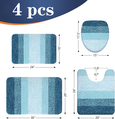 Set 4 Alfombras Baño Microfibra Absorbente Forma U