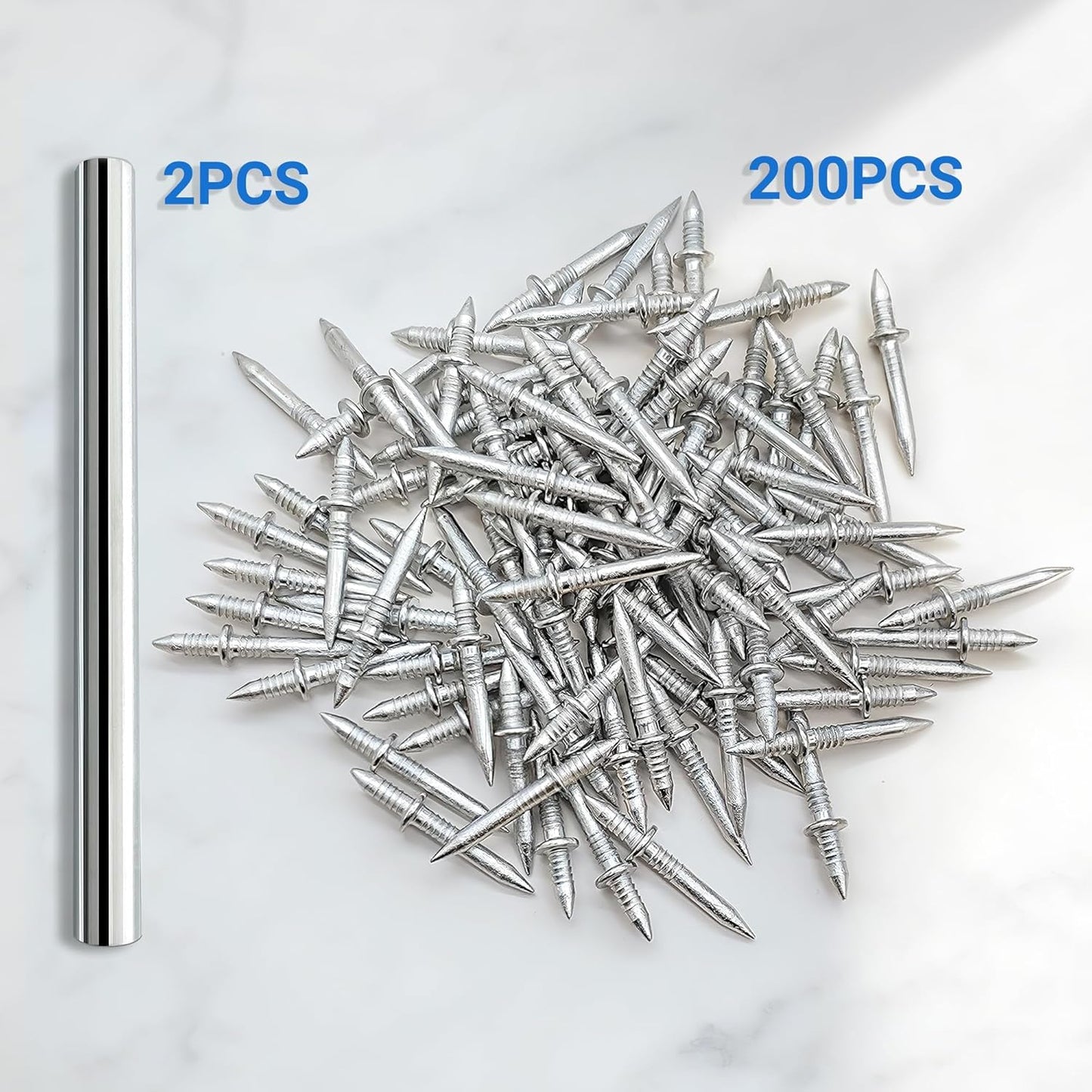 Kit 200 Clavos Doble Cara con Herramientas para Pisos Sin Marcas
