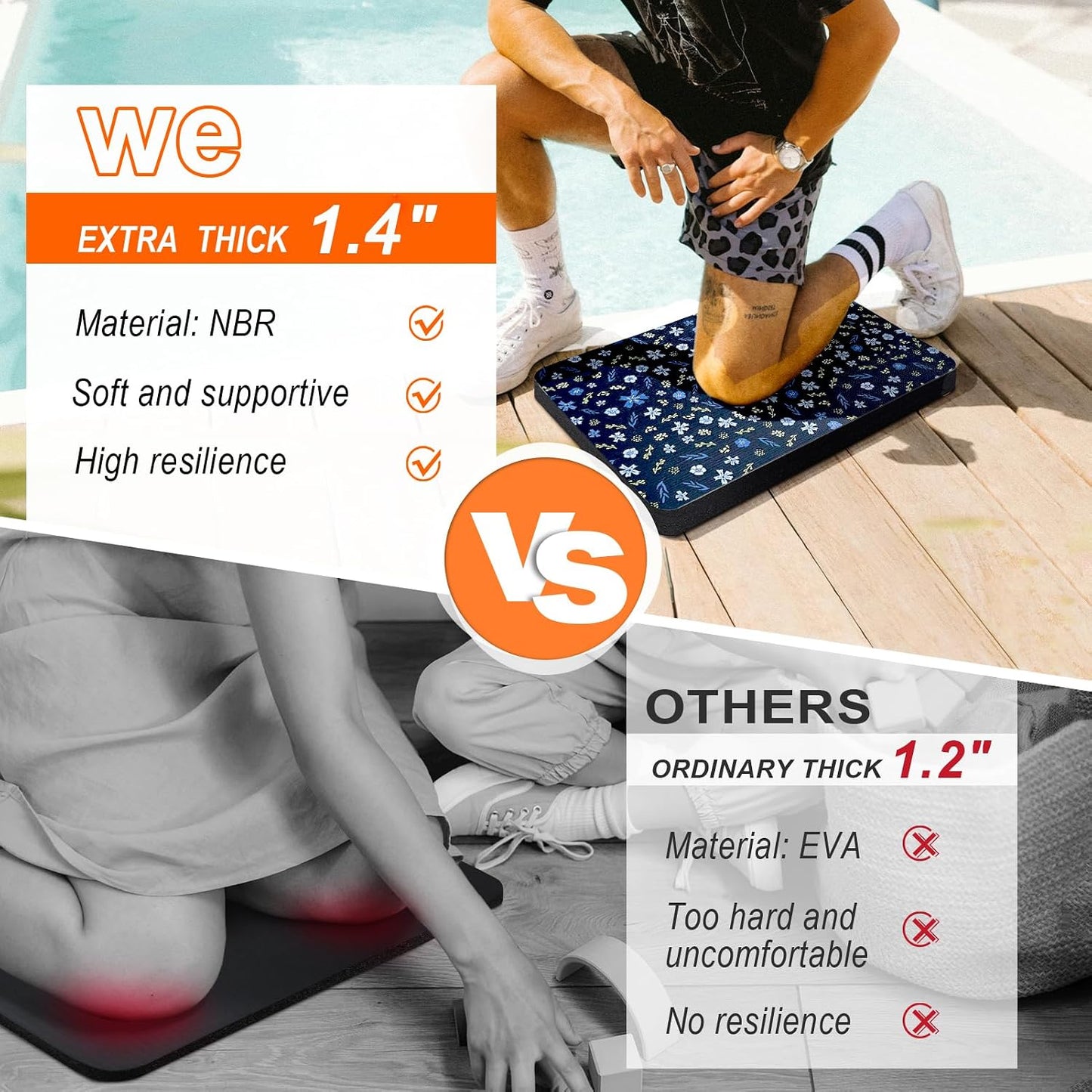 Almohadilla rodilla espuma extragrande resistente agua