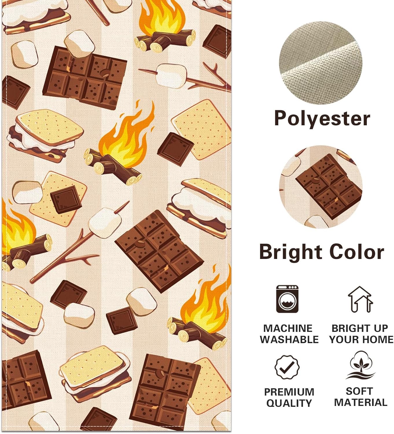 Camino de mesa de comedor temática camping S'More decoración cocina