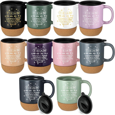 Taza café motivacional con corcho set 10 naturaleza elegante