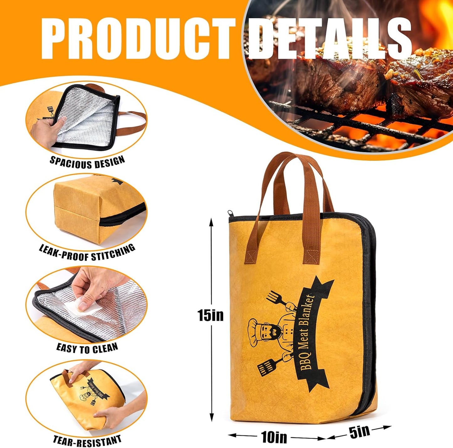 4 Mantas Barbacoa Reutilizables 15pulg Con Herramientas