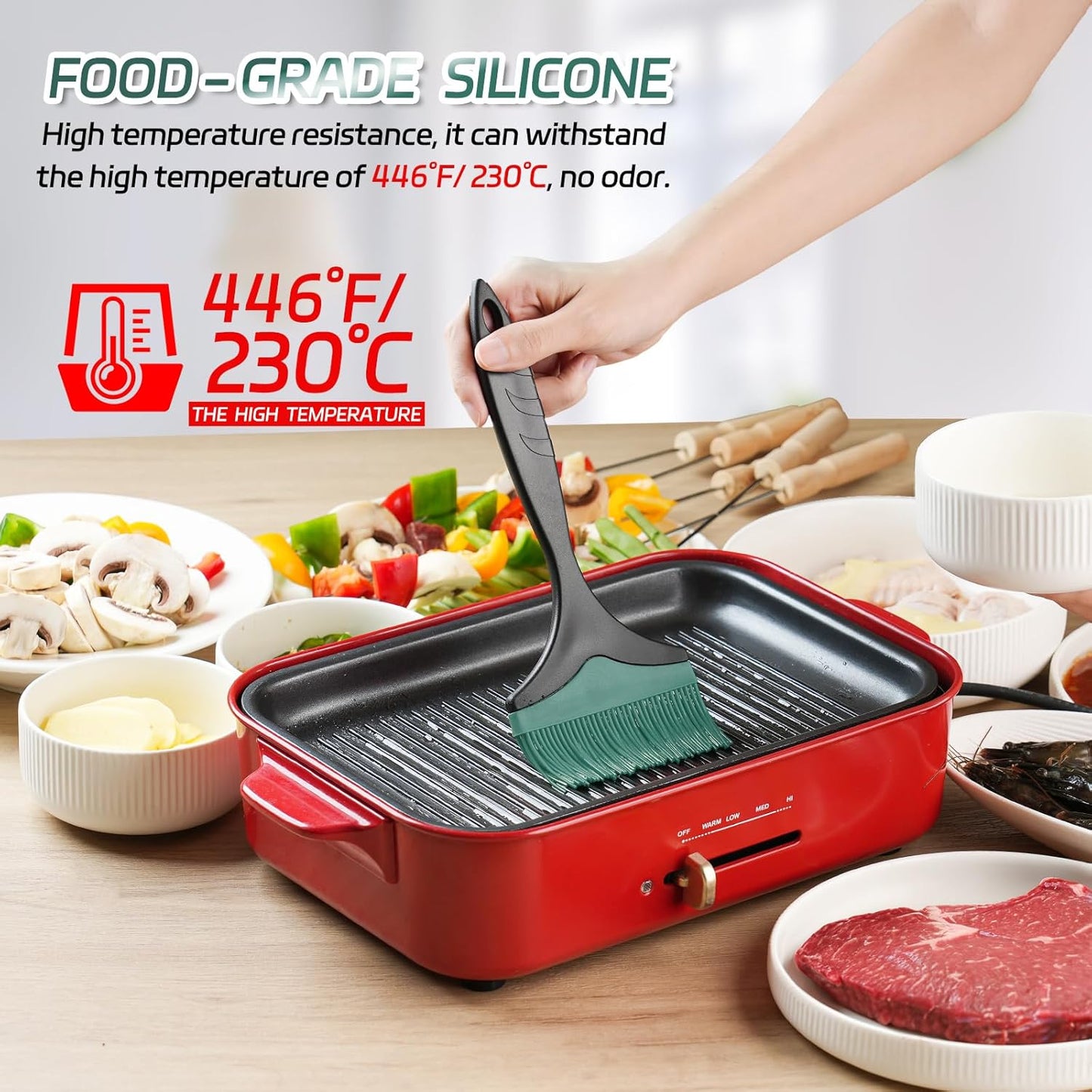 Cepillo silicona ancho 3.95pulg para parrilla y hornear