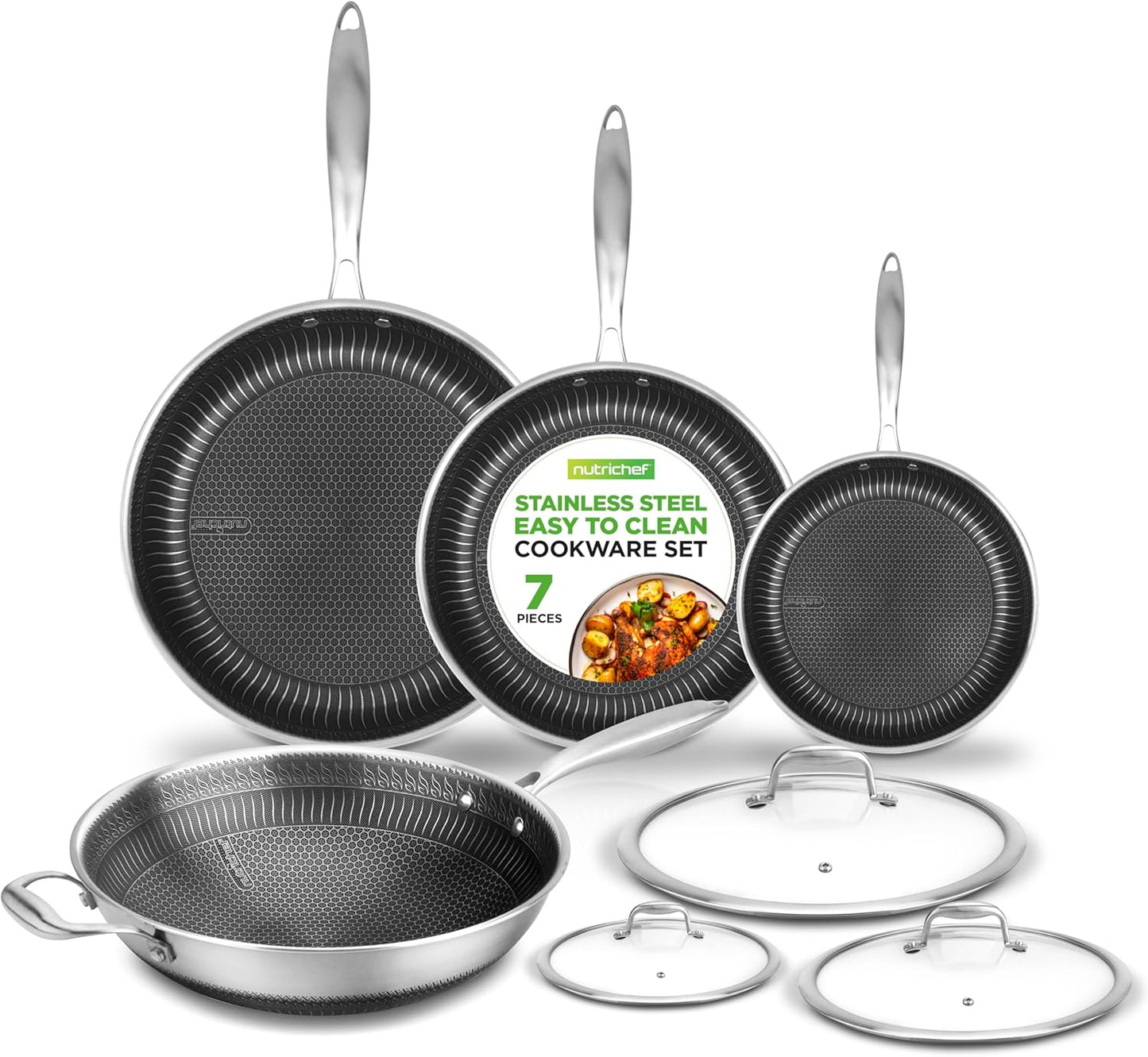 Set 7 Pzas Utensilios Cocina Acero Inox Antiadherente DAKIN