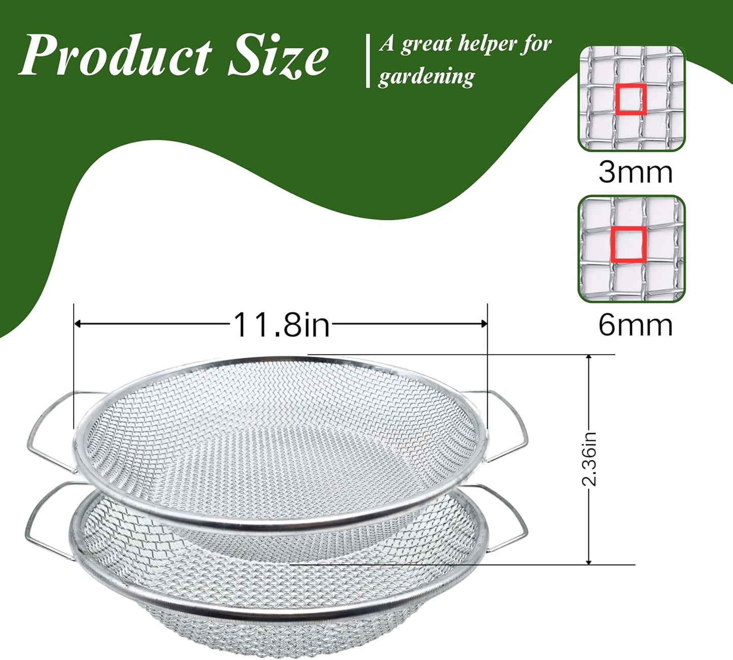 2 Pzas Tamiz Tierra 3-6mm para Balde 5gal Jardinería