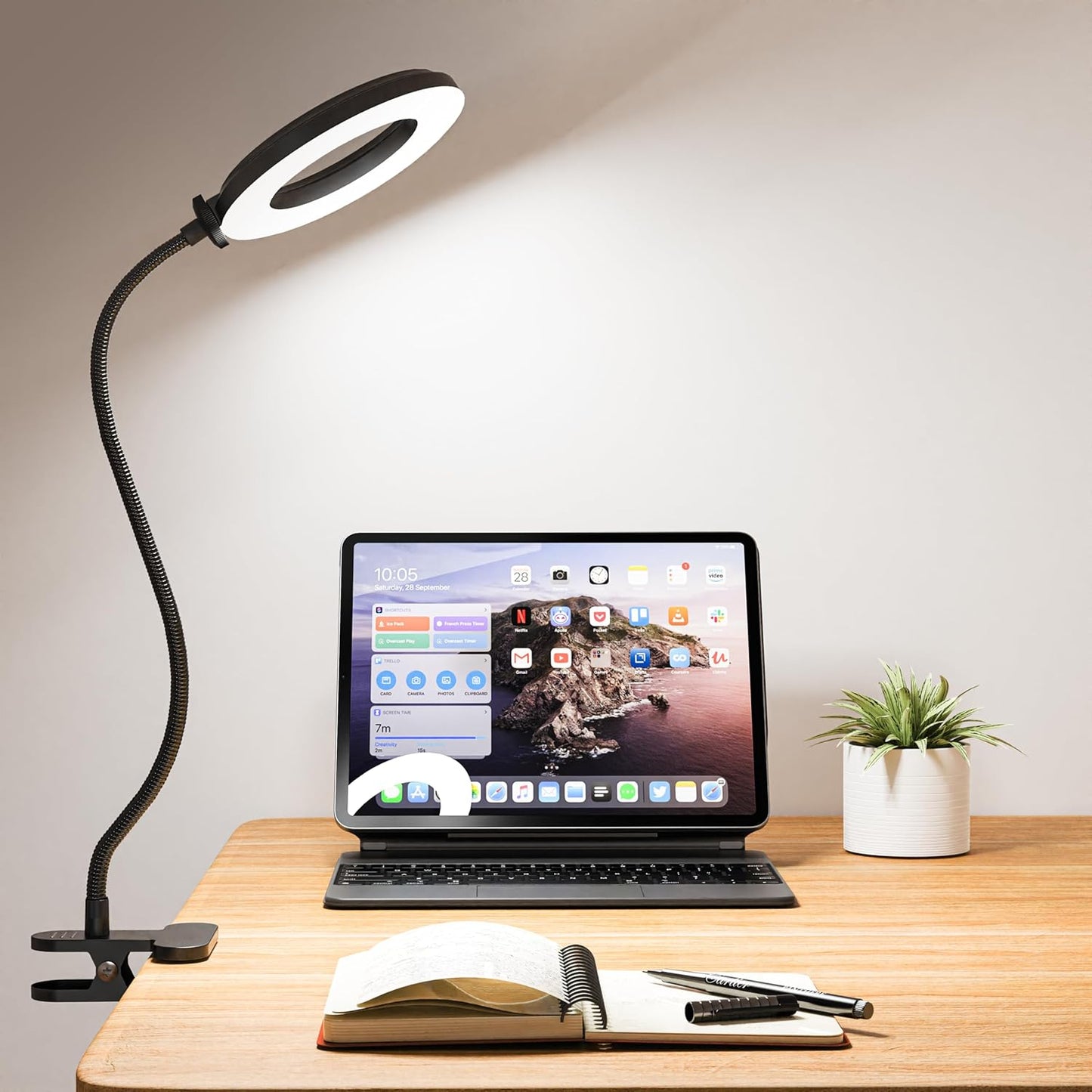 Lámpara escritorio LED abrazadera 3 modos luz lectura oficina