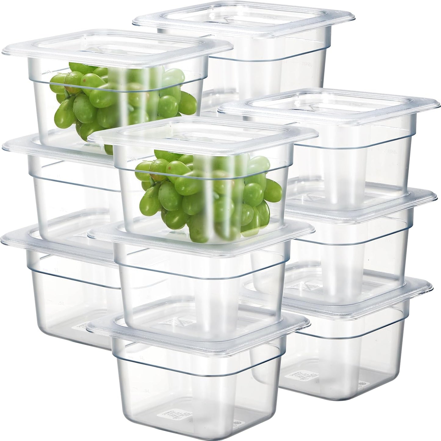 Paquete 12 Sartenes Policarbonato NSF 4pulg Con Tapa