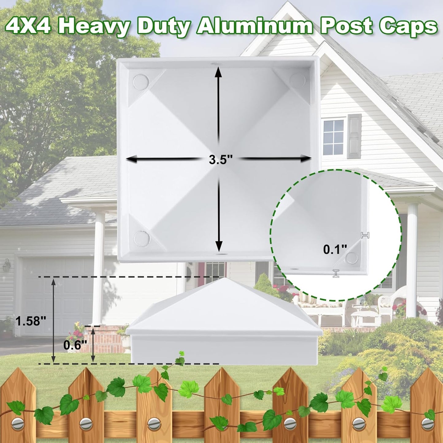 Cubierta aluminio 4x4 para poste madera acabado mate pack 4 blanco