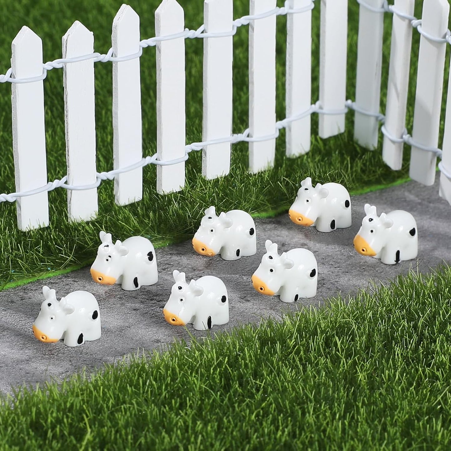 Set 100 figuras vacas resina decoración al aire libre mini jardín