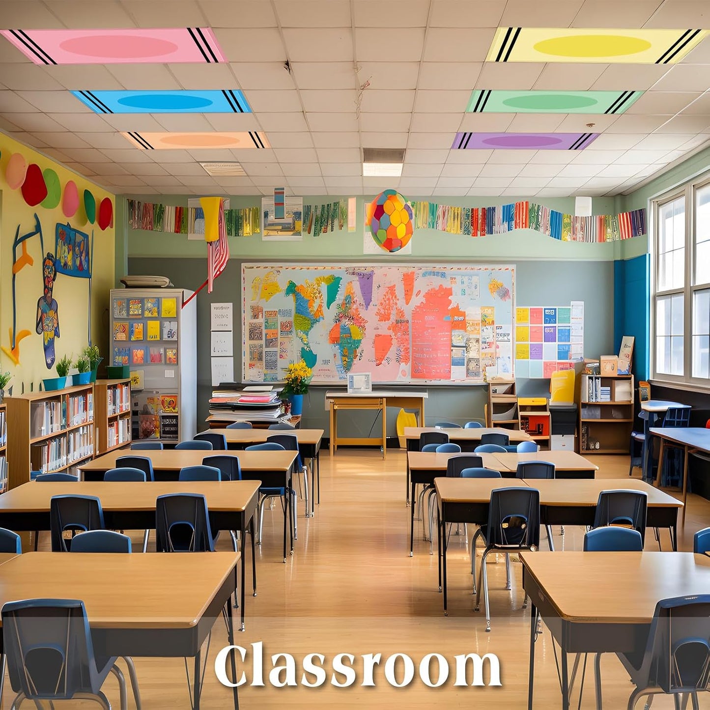 6 Cubiertas Luz Fluorescente Magnéticas 4x2pulg Aula Escuela