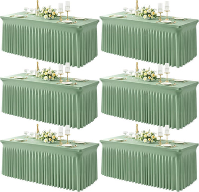Paquete de 6 manteles verdes para mesa rectangular de 6 pies