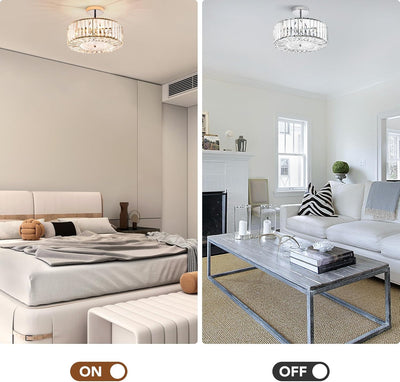 Lámpara techo redonda 15pulg 4 luces cristal para cocina dormitorio