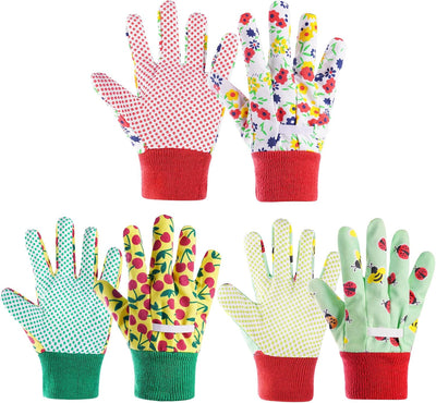 Guantes jardinería niños 3 pares poliéster transpirables