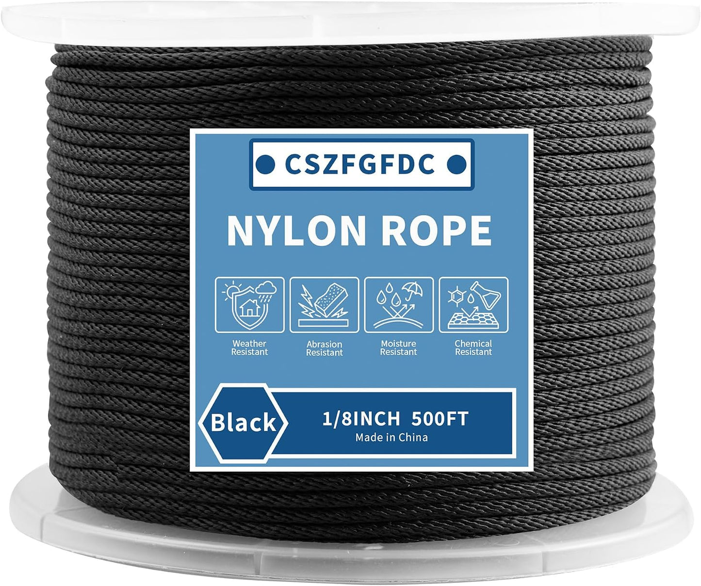 Cuerda nailon 1/8pulg 500ft resistente UV y abrasión multiusos