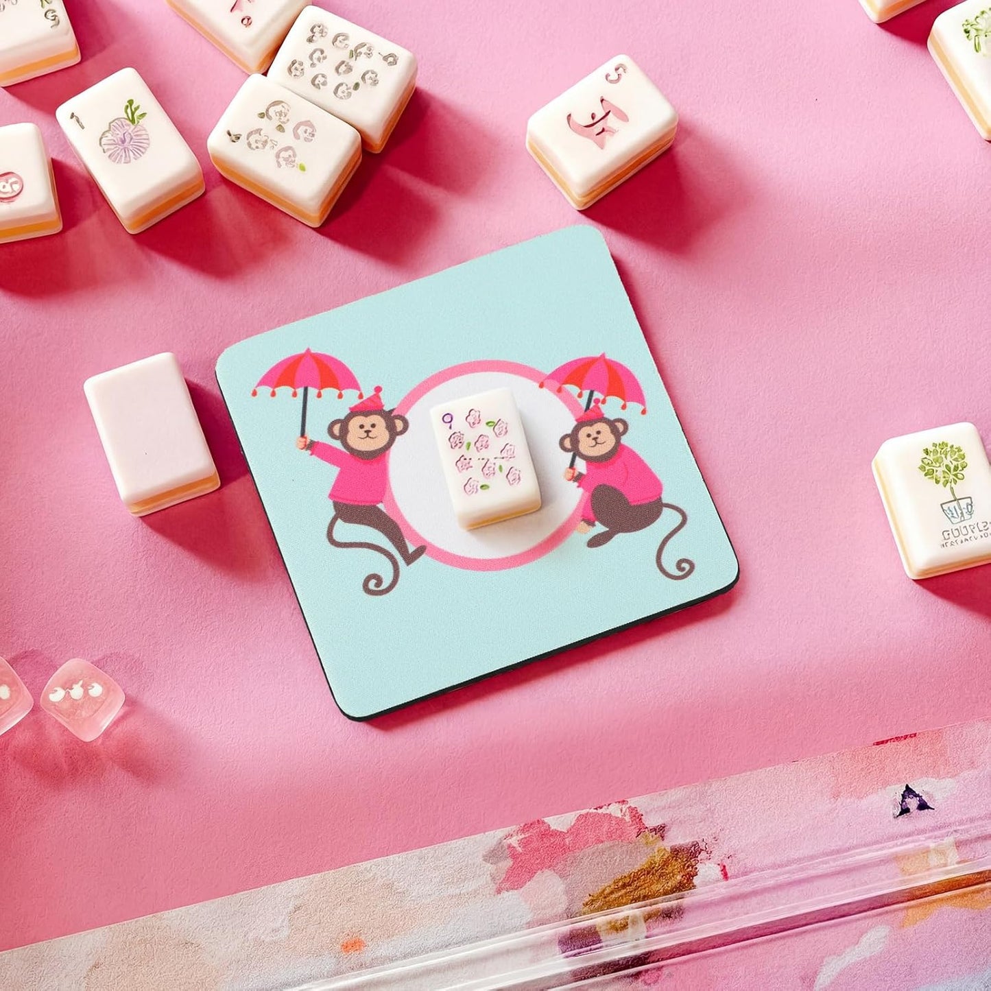 2 Pzas Posavasos Antiderrap Mahjong Decoración para Mesa