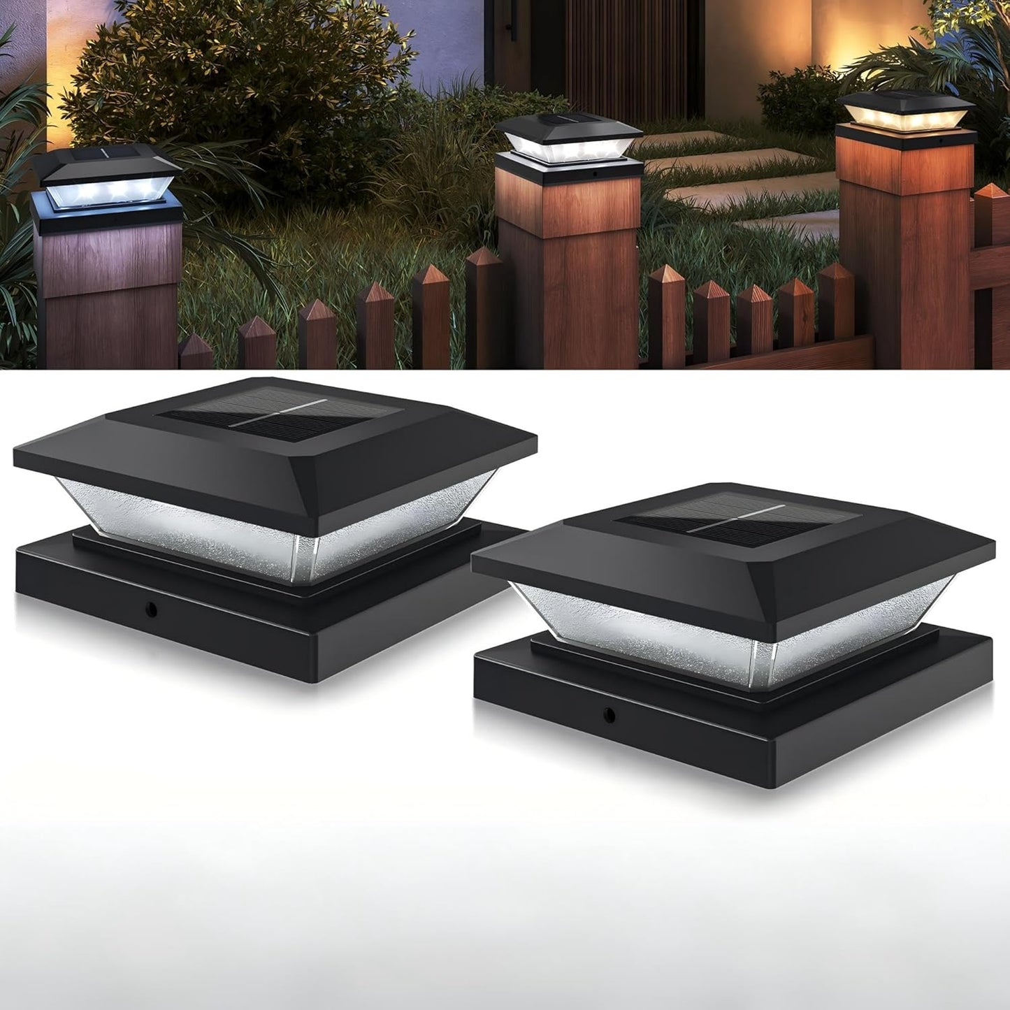 Luz solares para postes 4x4 2 Pzas Modos Iluminación Negro