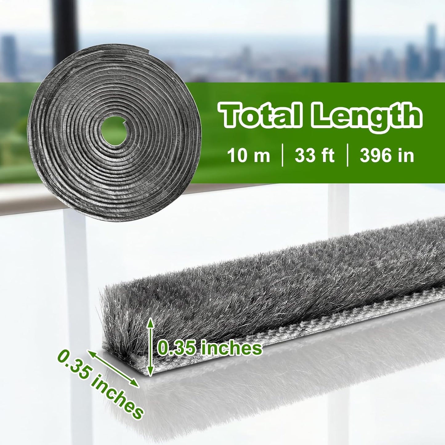 Burlete cepillo 33pulg x0.35pulg autoadhesivo para puertas