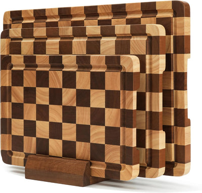 Set 3 Tablas Cortar Madera Maciza con Soporte