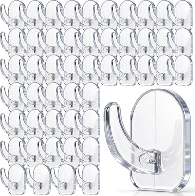 50 Ganchos Adhesivos Acrílicos Transparentes Pared Cocina Baño