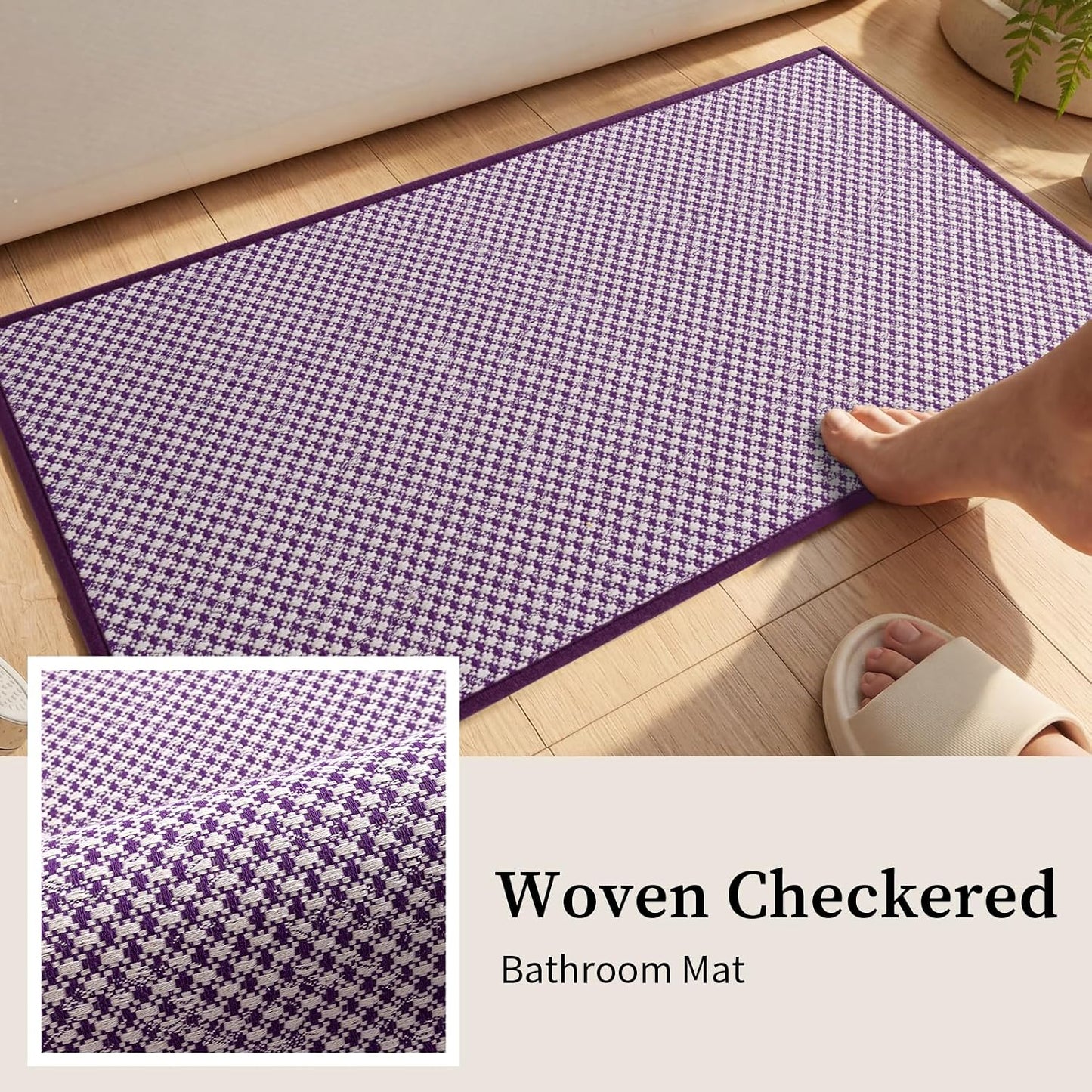 3 Pzas Tapetes Baño Morado Antiderrap Absorbente Secado Rápido