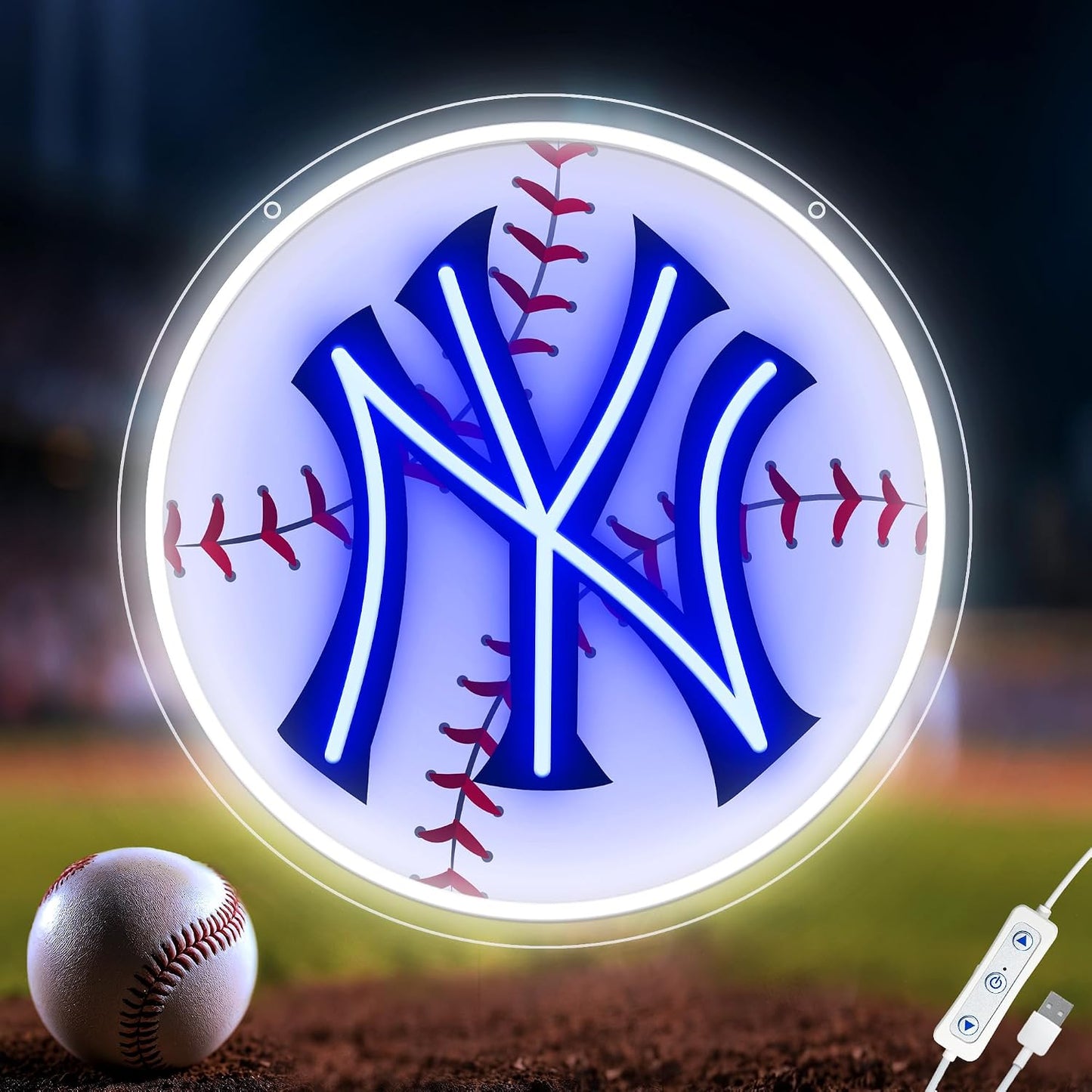 Letreros neón béisbol regulables para decoración hogar
