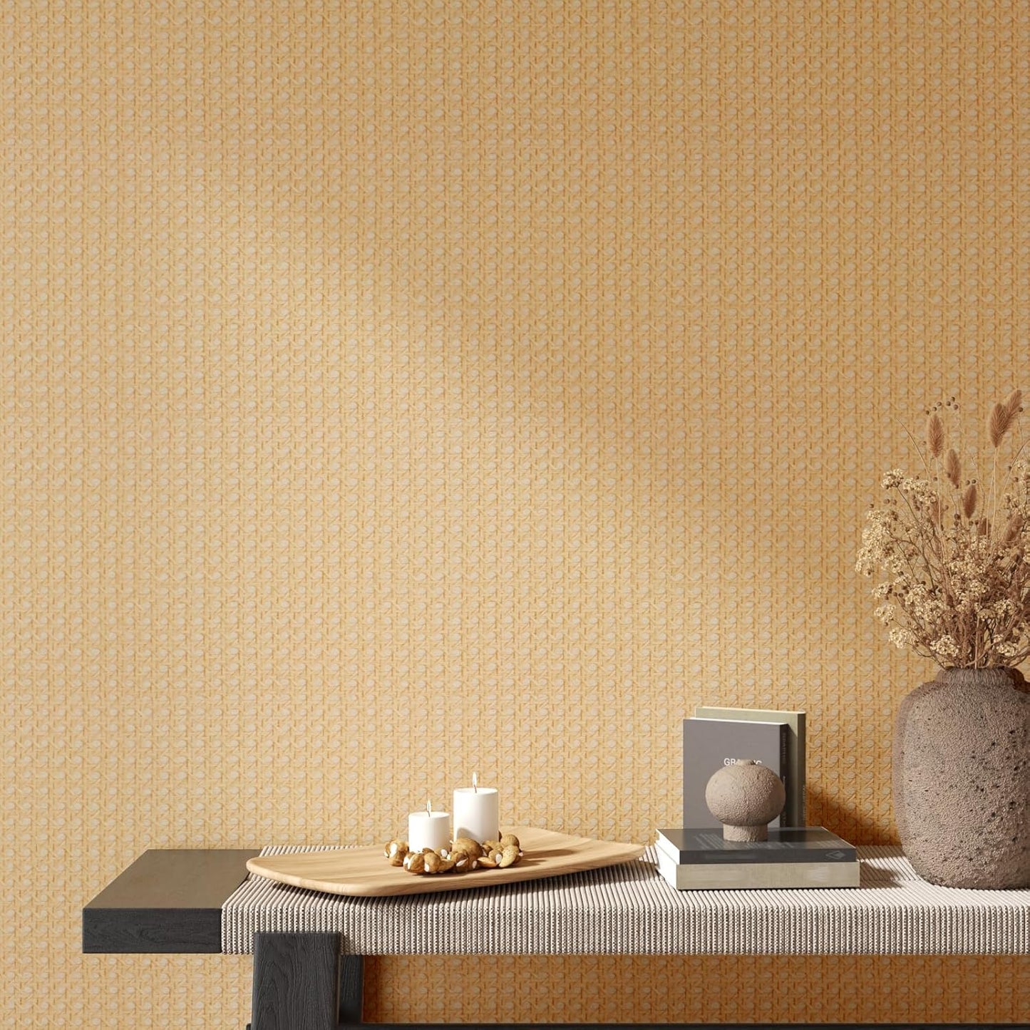 Papel tapiz ratán natural autoadhesivo 15.7x118pulg