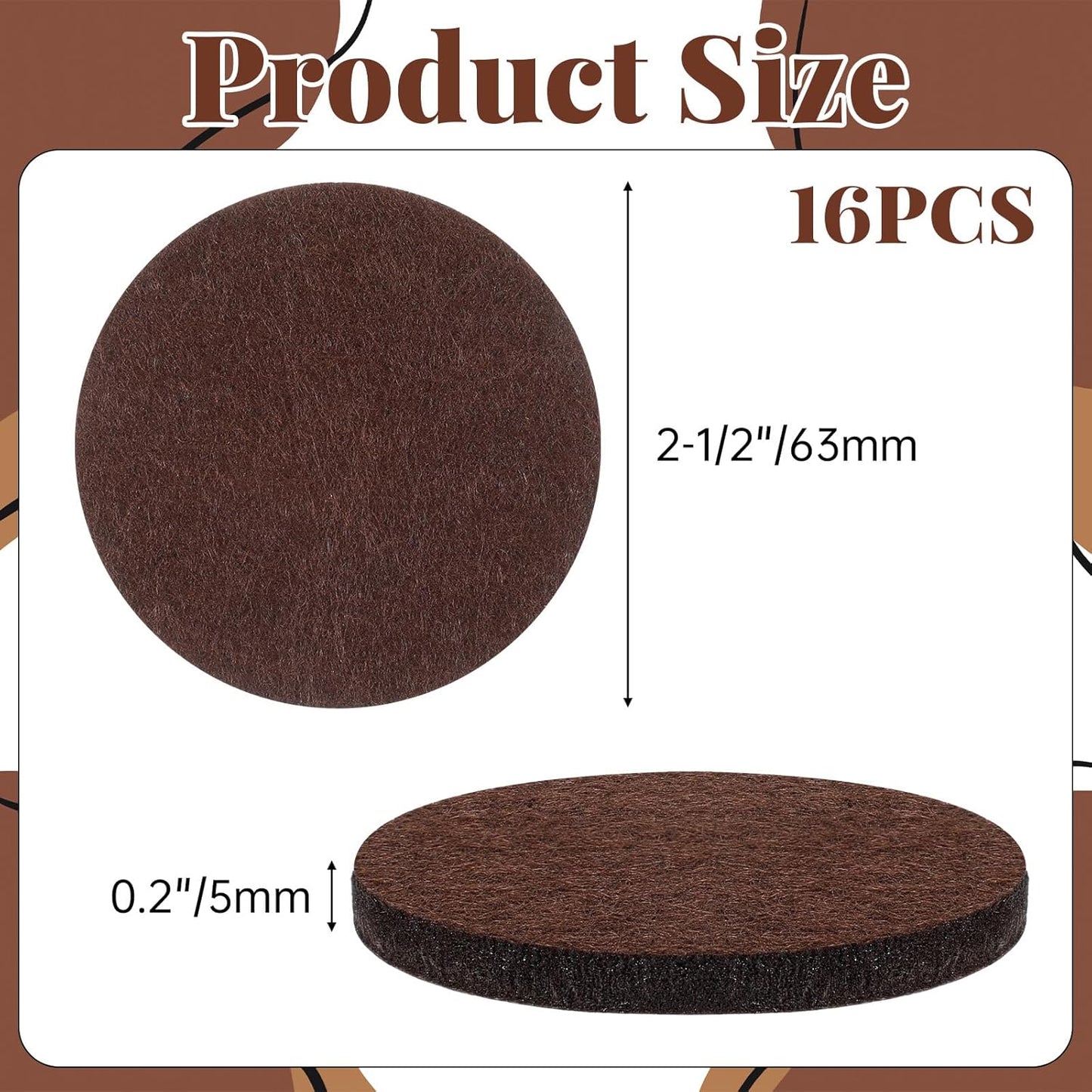16 Pzas Protectores Muebles Felt Antiarañazos Marrón