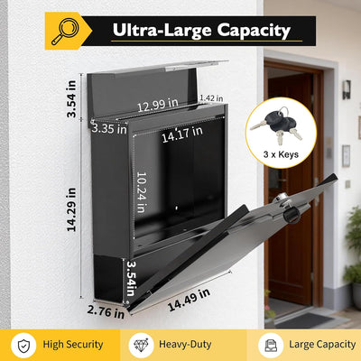 Soporte pared buzón metal con cerradura llave 4pulg x14.57