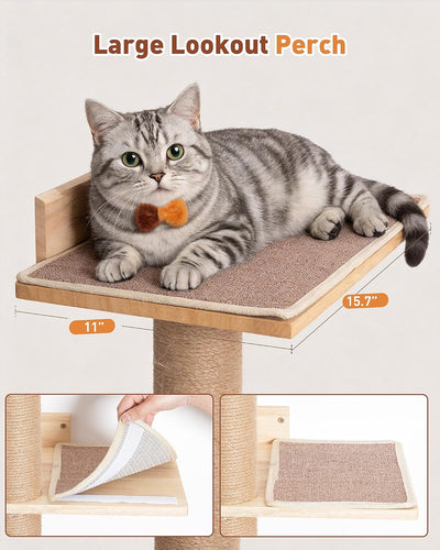 Árbol para gatos de 80pulg pared 5 niveles cama 15.7pulg