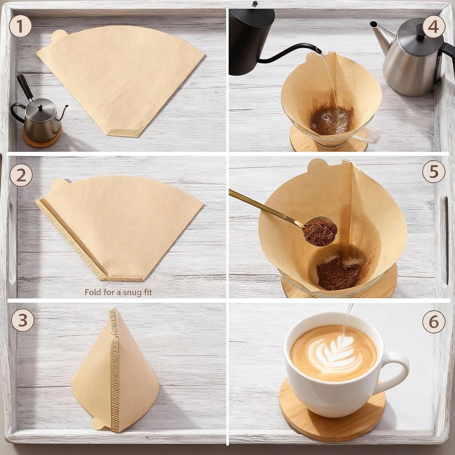 Filtros café cono #2 100uds papel natural para Hario V60
