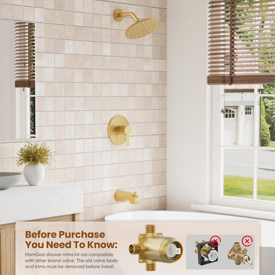 Grifo ducha bañera dorado 6pulg lluvia metal solo mango