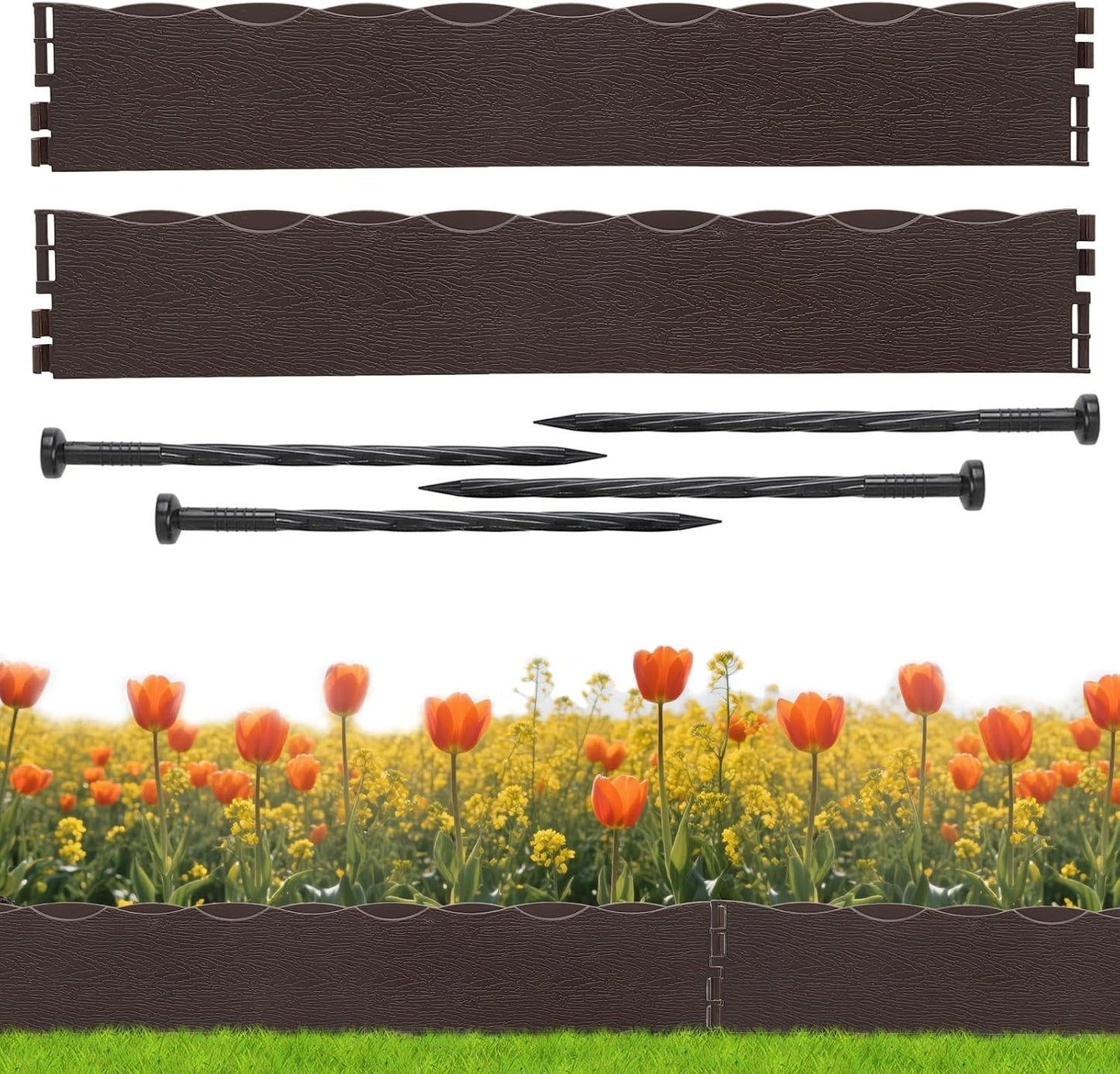 Borde jardín 2.4pulg para macizos flores caminos madera