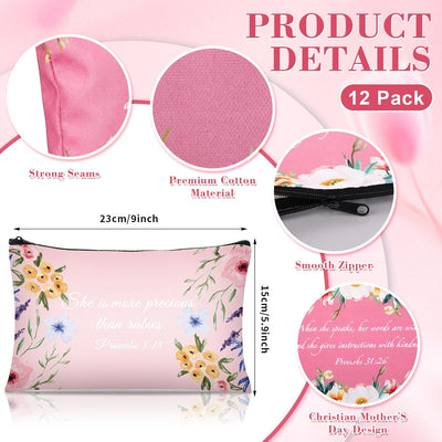 12 bolsas cosméticos lona 9x6pulg cremallera viaje mujer