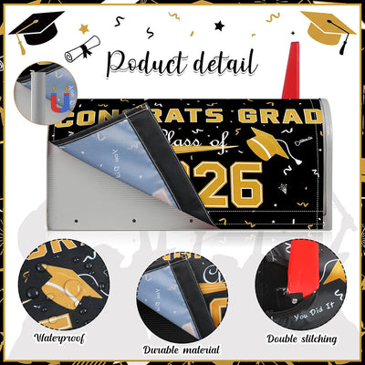 Decoración fiesta graduación oro negro 20x18pulg magnética