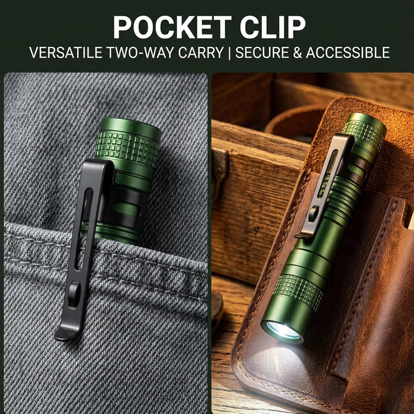 2 Linternas LED mini aluminio impermeable con clip