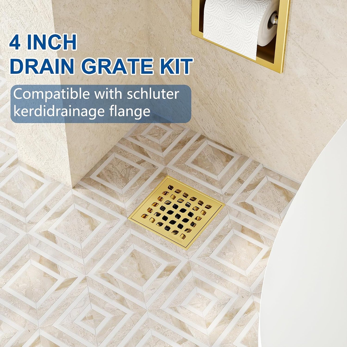 Kit rejilla drenaje 4pulg acero inox 304 comp Schluter Kerdi
